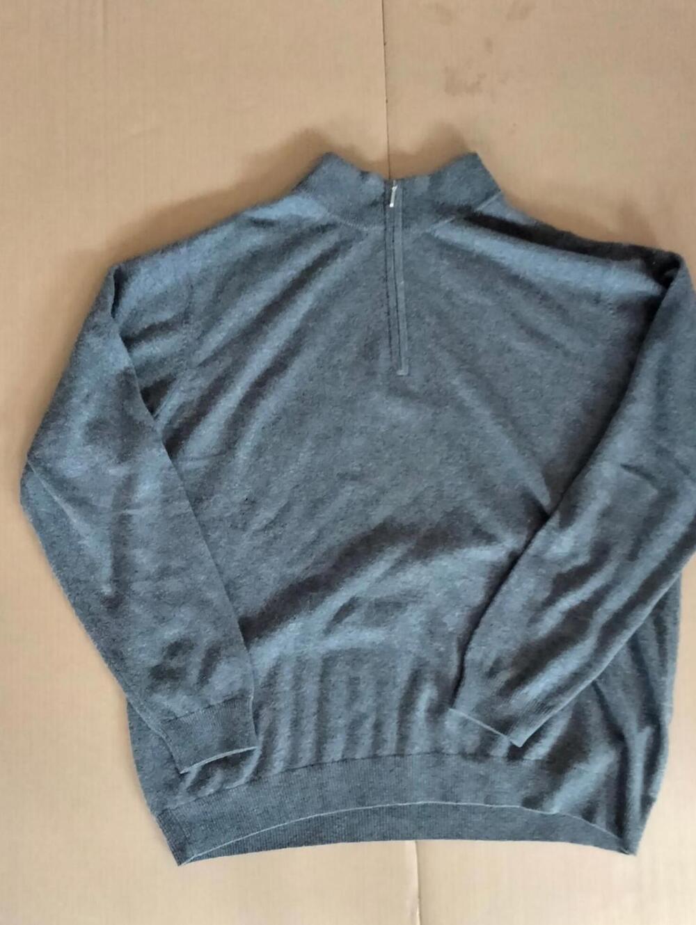 J. Hilburn Cashmere Gray Sweater Mens Size XXL 100% 1/4 Zip Pullover Soft Knit